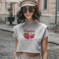 Ahududu Baskılı Crop T-shirt