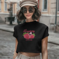 Ahududu Baskılı Crop T-shirt