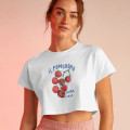 Domates Baskılı Crop T-shirt