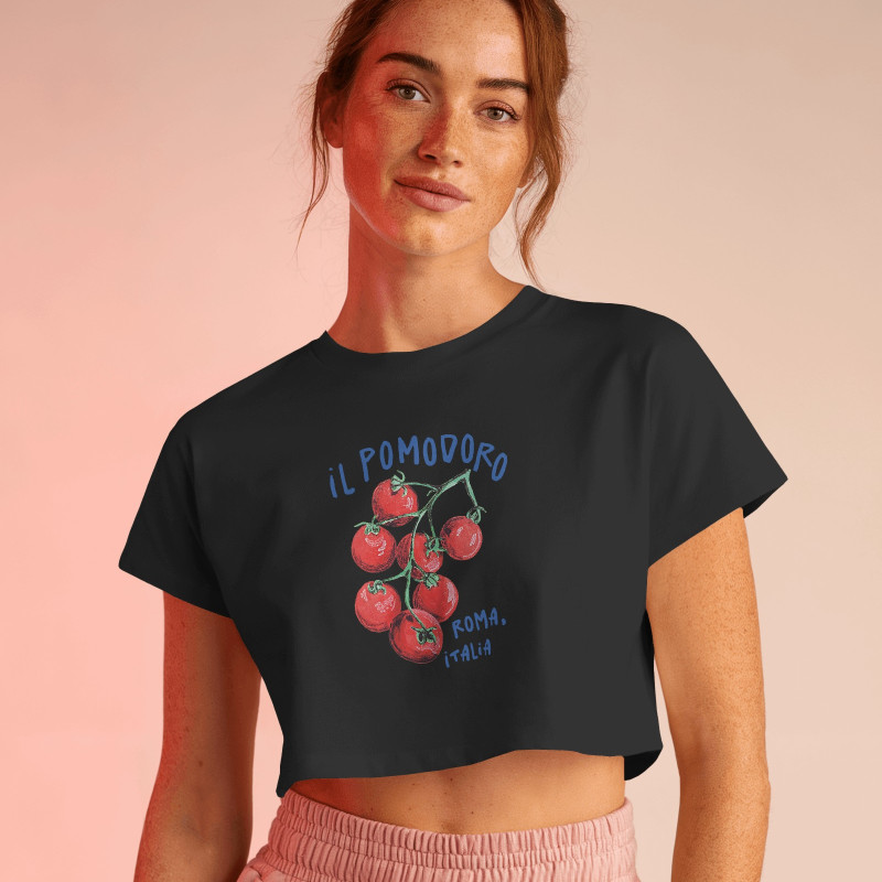 Domates Baskılı Crop T-shirt