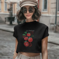 Domates Baskılı Crop T-shirt