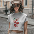 Domates Baskılı Crop T-shirt