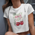 Kiraz Baskılı Crop T-shirt