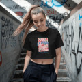 Kiraz Baskılı Crop T-shirt