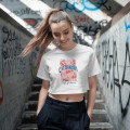 Kiraz Baskılı Crop T-shirt