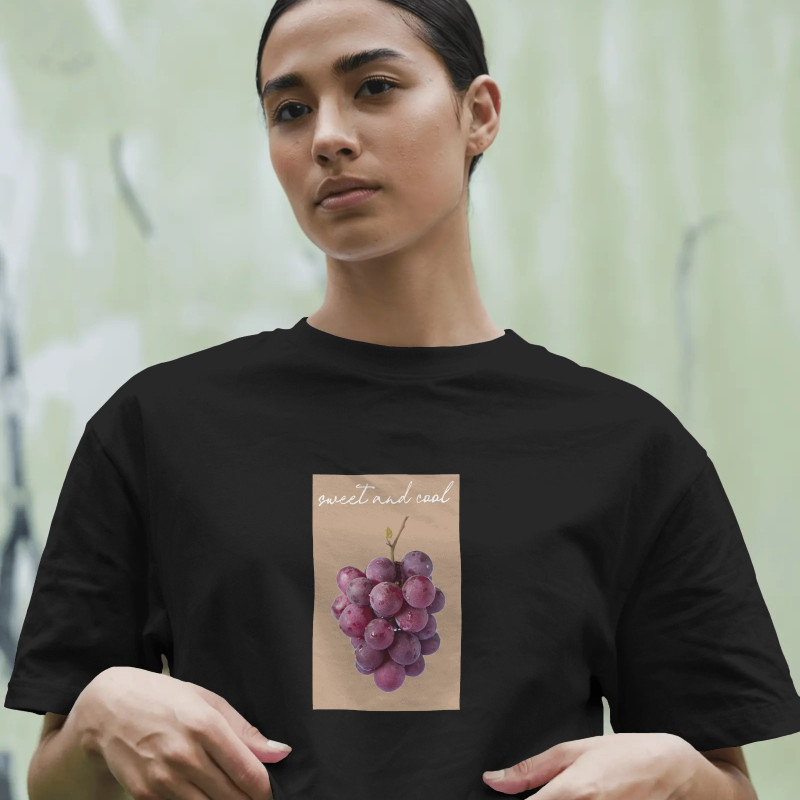 Üzüm Baskılı Crop T-shirt
