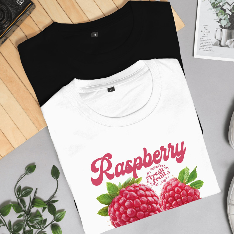 Ahududu Baskılı Crop T-shirt