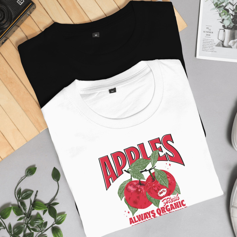 Elma Baskılı Crop T-shirt